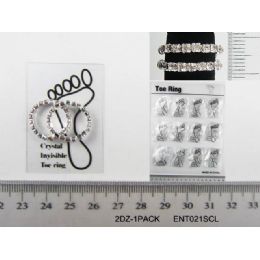 96 Wholesale  Toe Ring Clear Rhinestone 