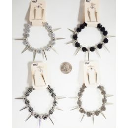 96 Wholesale Spike Earring Bracelet Set Assorted Colors