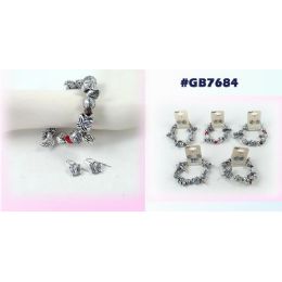 96 Wholesale Bracelet Earring Set With Butterfly Flower Leaf