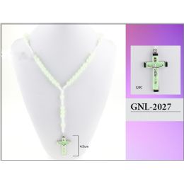96 Wholesale Glow In The Dark Religious Rosary Necklace