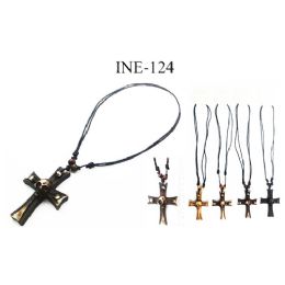 96 Wholesale Adjustable Length Necklace With Cross & Skull Bones