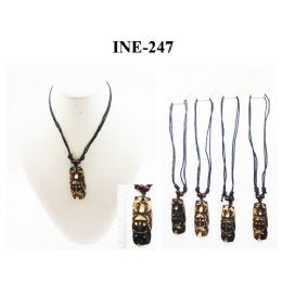 96 Wholesale Adjustable Length Necklace With Native American & Bear