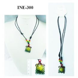 96 Wholesale Adjustable Length Necklace Rasta Color Turtle