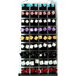 72 Pieces 36 Pairs Square Studs Earrings Per Display Card - Earrings
