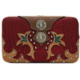 12 Pieces Rhinestone Concho Decoration Red Wallet - Wallets & Handbags