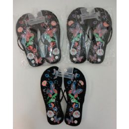 48 Wholesale Ladies Flip Flops [large Butterfly & Flowers]