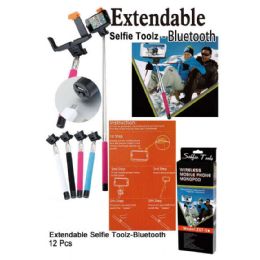 12 Wholesale Extendable Selfie Toolz With Bluetooth