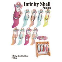 72 Wholesale Infinity Shell Anklets