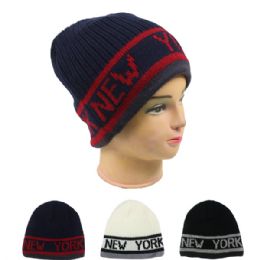 72 Pieces Mens New York Winter Hat Assorted Color - Fashion Winter Hats