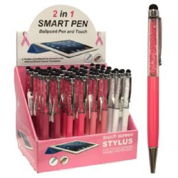 48 Wholesale Stylus Crystal Pen Display Pink