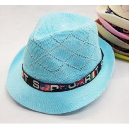 24 Wholesale Kid Fedora Hat Assorted Colors