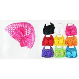 96 Pieces Kids' Crochet Hats With Bow In Assorted Colors - Baby Accessories