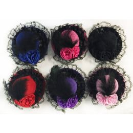 96 Wholesale Hair Accessory Lady Hat With Lace And Flower