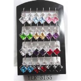 72 Pieces Square Shape Earing With Display - Earrings