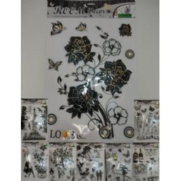 144 Units of 3d Black And White Wall Sticker - Stickers