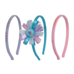 24 Wholesale Frozen Headband Set With Center Ribbon Motif