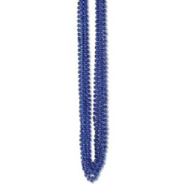 60 Pieces 33 Inch 7mm Metallic Bead Necklaces - Blue 12ct - LED Party Supplies