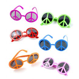 25 Wholesale Peace Sign Sunglasses - Assorted 12ct