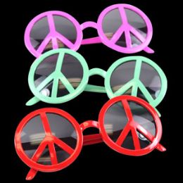 12 Pieces Peace Sign Eye Glasses - Assorted - Costumes & Accessories