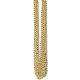 60 Wholesale 33 Inch 7mm Metallic Bead Necklaces - Gold 12ct