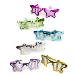 12 Wholesale Jumbo Star Slotted Shades - Assorted 12ct