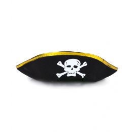 144 Wholesale Felt Pirate Hat - Black And Gold