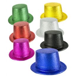 30 Wholesale Glitter Top Hats - Assorted 12ct