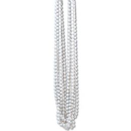 60 Units of 33 Inch 7mm Metallic Bead Necklaces - Pearl White 12ct - LED Party Supplies
