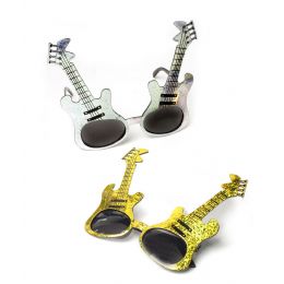 25 Wholesale Glitter Guitar Sunglasses - Assorted 12ct