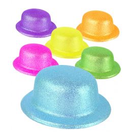 30 Wholesale Glitter Derby Hats - Assorted 12ct