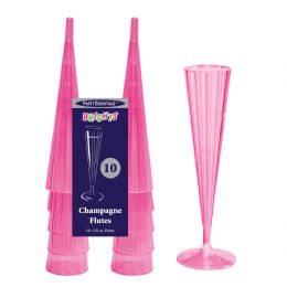 12 Wholesale Neon Pink 5oz Champagne Flutes - 10ct