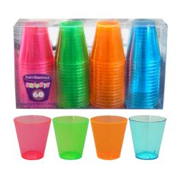 10 Units of Assorted Neon 2oz Shot Glasses - 60ct - LED Party Supplies