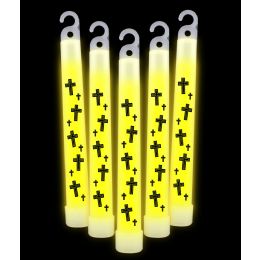 20 Pieces 6 Inch Religious Cross Glow StickS- Yellow - LED Party Supplies