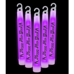 20 Pieces 6 Inch Happy New Year Glow StickS- Purple - LED Party Supplies