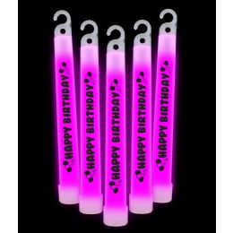 20 Wholesale 6 Inch Happy Birthday Glow StickS- Pink