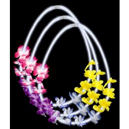 24 Wholesale 22 Inch Flower Lei Glow Necklaces - White