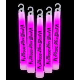 20 Pieces 6 Inch Happy New Year Glow StickS- Pink - LED Party Supplies