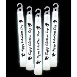 20 Wholesale 6 Inch Happy Valentines Day Glow StickS- White