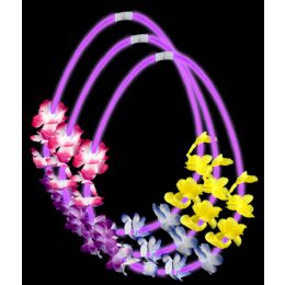 24 Wholesale 22 Inch Flower Lei Glow Necklaces - Purple
