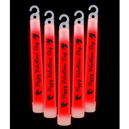 20 Wholesale 6 Inch Happy Valentines Day Glow StickS- Red