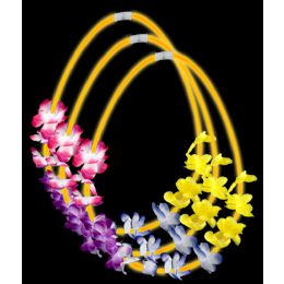24 Wholesale 22 Inch Flower Lei Glow Necklaces - Orange