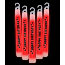 20 Wholesale 6 Inch Happy Birthday Glow StickS- Red