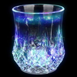 96 Wholesale Led 7oz Liquid Activated Crystal Faceted Glass - Multicolor