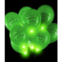 50 Wholesale Led 14 Inch Blinky Balloons Congratulations - Green