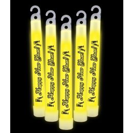 20 Pieces 6 Inch Happy New Year Glow StickS- Yellow - LED Party Supplies