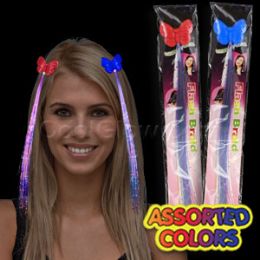 24 Wholesale Led Fiber Optic Hair Clip Supreme - Multicolor