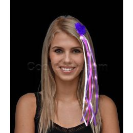 288 Wholesale Led Ribbon Hair Extension - Pink And Purple