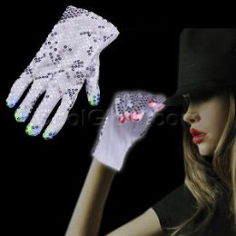 144 Pairs Led Sequin Rockstar Glove - Right Hand - LED Party Supplies