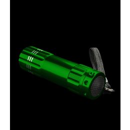 360 Wholesale Aluminum 9 Led Flashlight Key ChaiN- Green