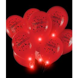50 Wholesale Led 14 Inch Blinky Balloons Congratulations - Red